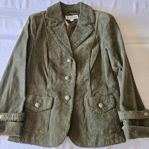 NWT Size Small Bradley Bayou Green Leather Studded Jacket/Blazer